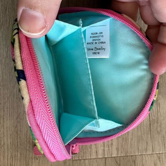 Vera Bradley Tropical Paradise Pink Botanical Pattern Coin Purse Zip Pouch - Picture 6 of 7